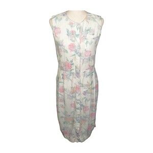 The Barnnet Linen Blend Le Suquet Floral Button Down Midi Dress Size 6-8